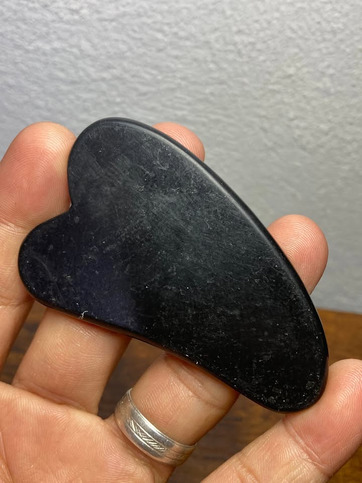 🖤 Set Facial Cuarzo Negro (Rodillo + Gua Sha) 🖤