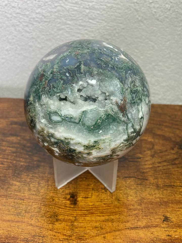 Esfera Ágata Druzy - Incluye base de acrílico