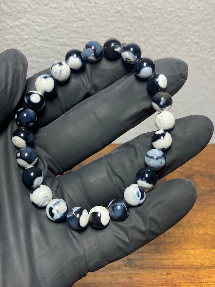 Pulsera Ágata Orca 8mm (Hilo elástico)