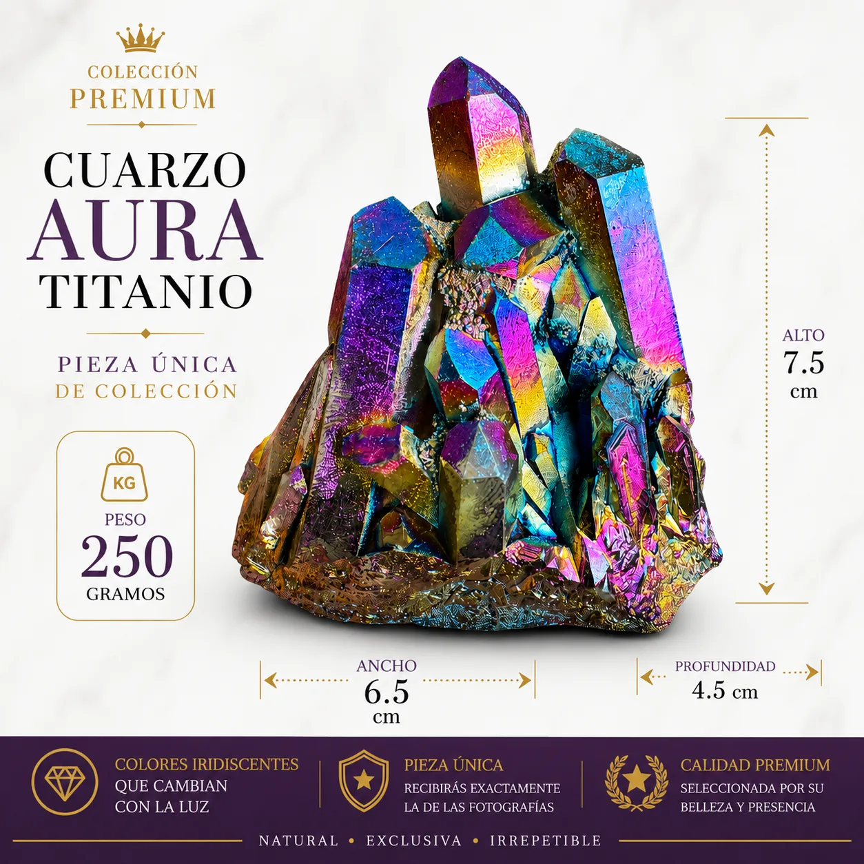 Cuarzo Aura Titanio Premium – Pieza Única de Colección