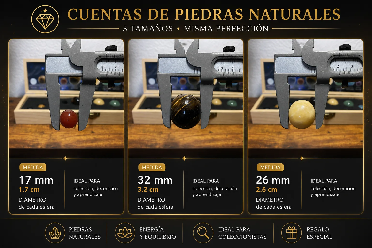 Sistema Solar 9 Planetas Cuarzo Natural en Caja de Madera