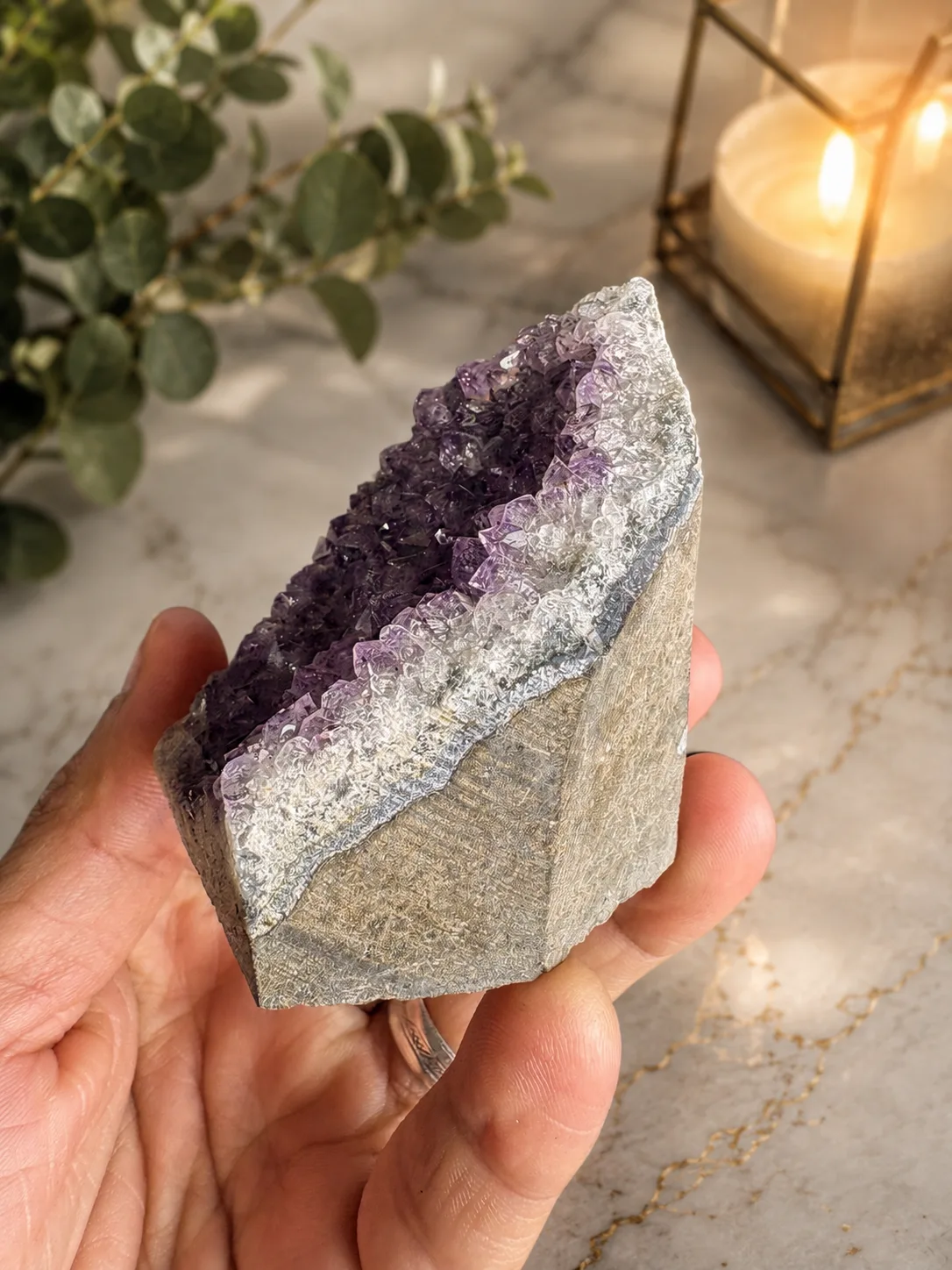 Drusa de Amatista Natural 6 cm | Cristales de Cuarzo Violeta | Pieza Única Cruzaley