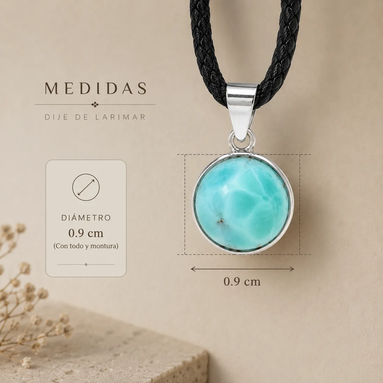 Dije Larimar Montado En Plata