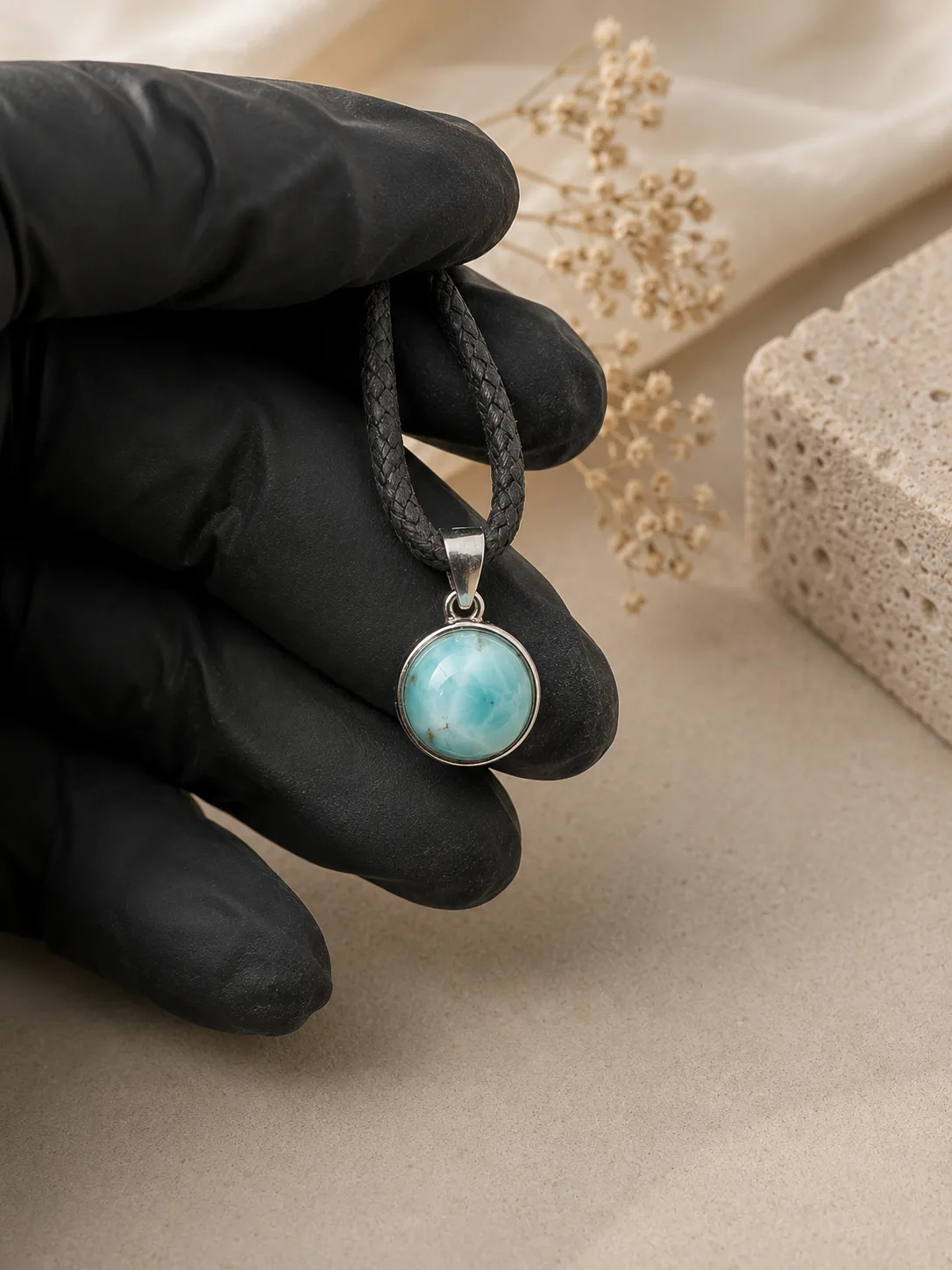 Dije Larimar Montado En Plata
